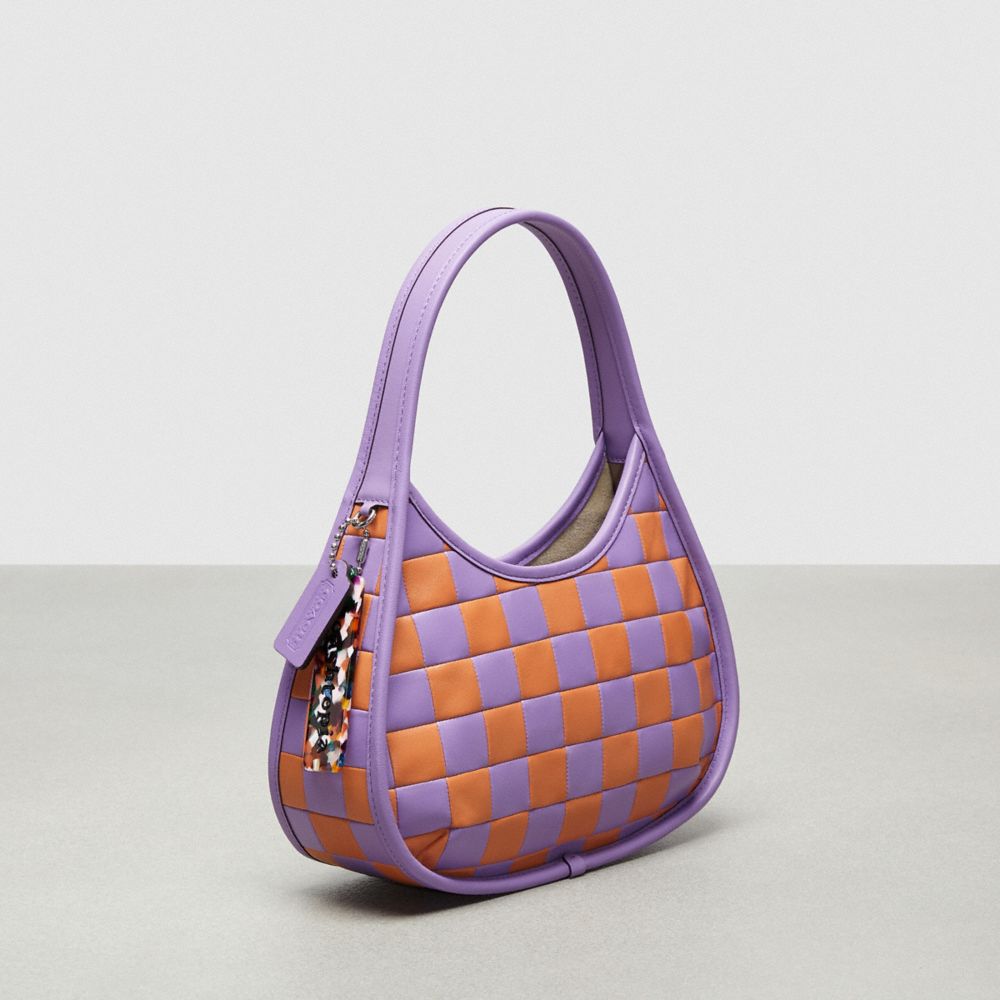 COACH®,Ergo Bag In Checkerboard Upcrafted Leather,Leather,Hobo,Plastic,Patchwork,Silver Metal,Casual,Multi Color,Angle View