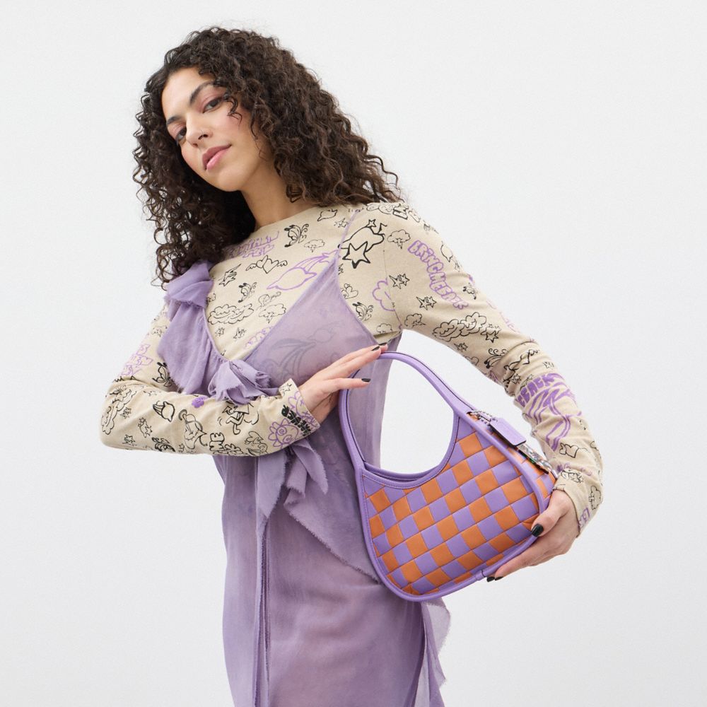 COACH®,Ergo Bag In Checkerboard Upcrafted Leather,Leather,Hobo,Plastic,Patchwork,Silver Metal,Casual,Multi Color,Detail View