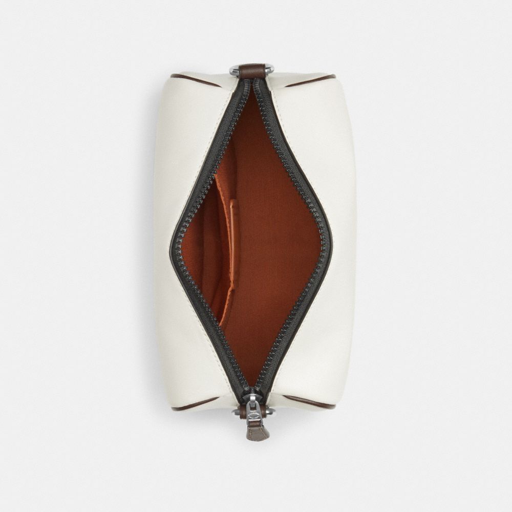 COACH®,Axel Crossbody Bag In Colorblock Signature Canvas,Pouch,Crossbody,Logo,Piping,Metal,Casual,White,Brown,Inside View,Top View