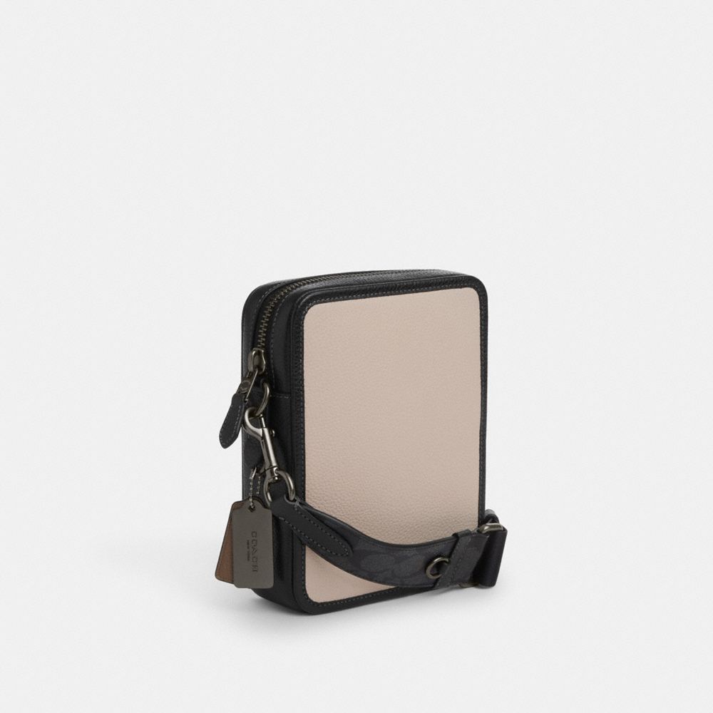 COACH®,SULLIVAN CROSSBODY IN COLORBLOCK WITH SIGNATURE CANVAS,Small,Qb/Steam/Charcoal/Dark Stone,Angle View