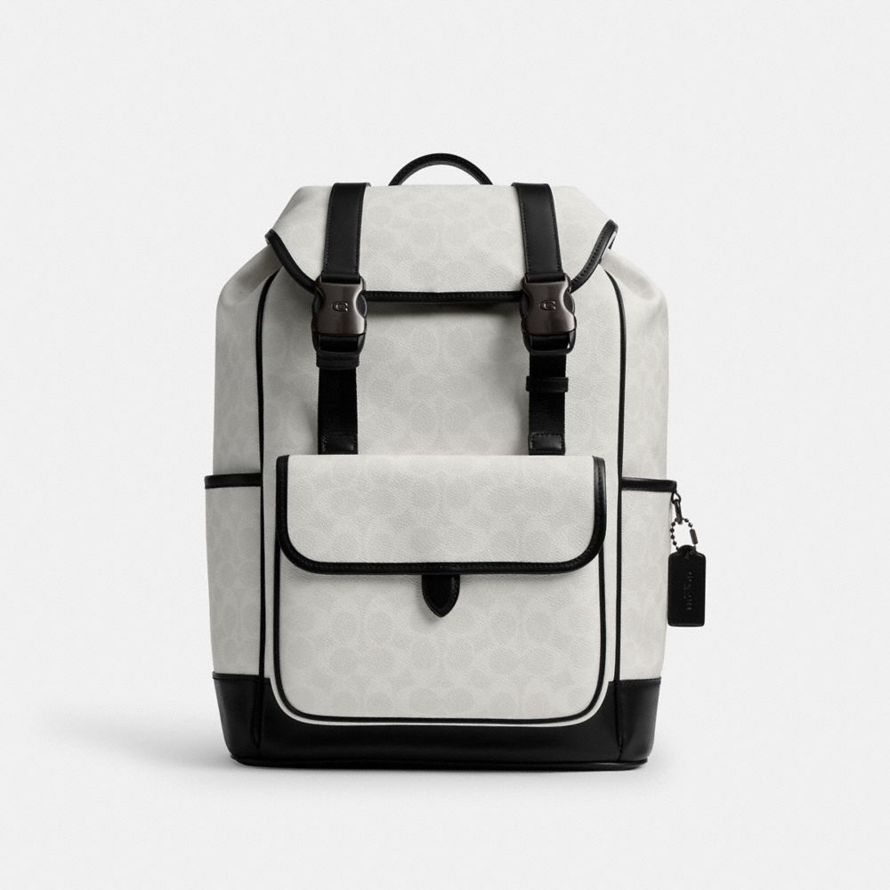 Coach League Flap Backpack In Signature Canvas