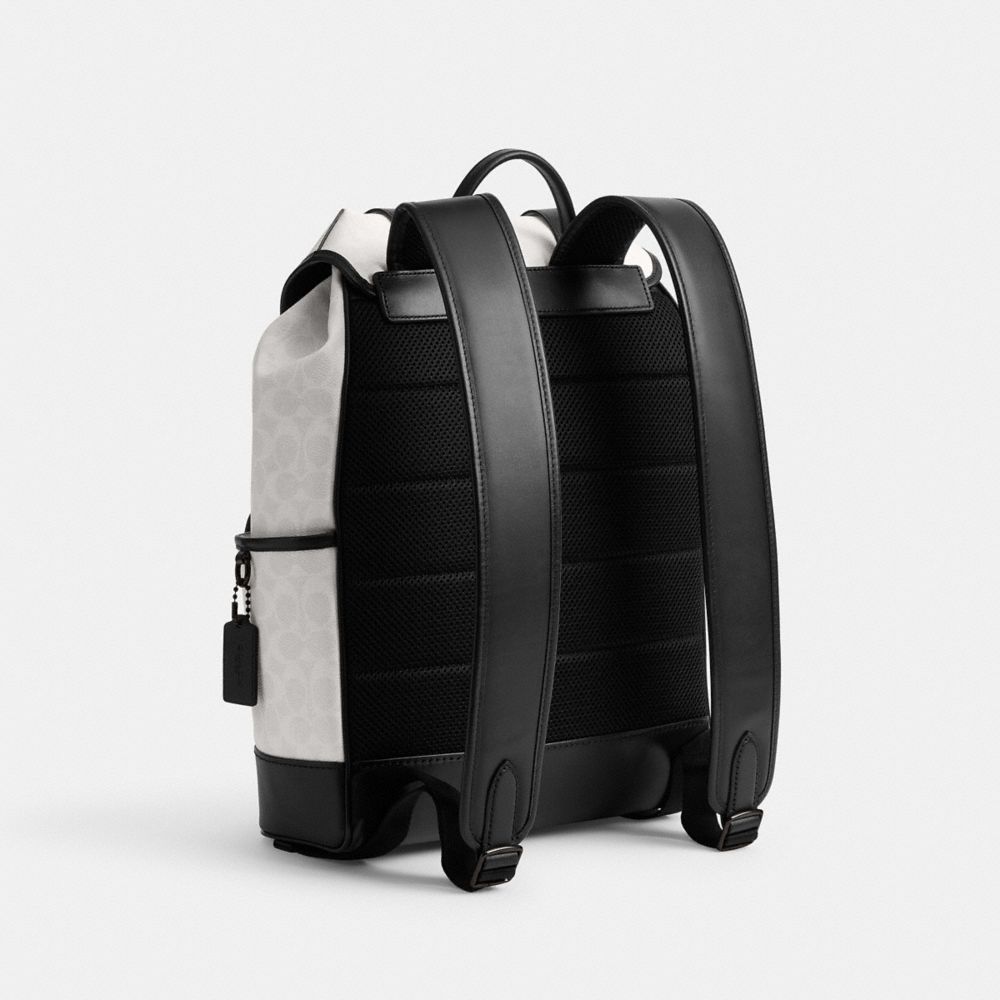Coach League Flap Backpack In Signature Canvas