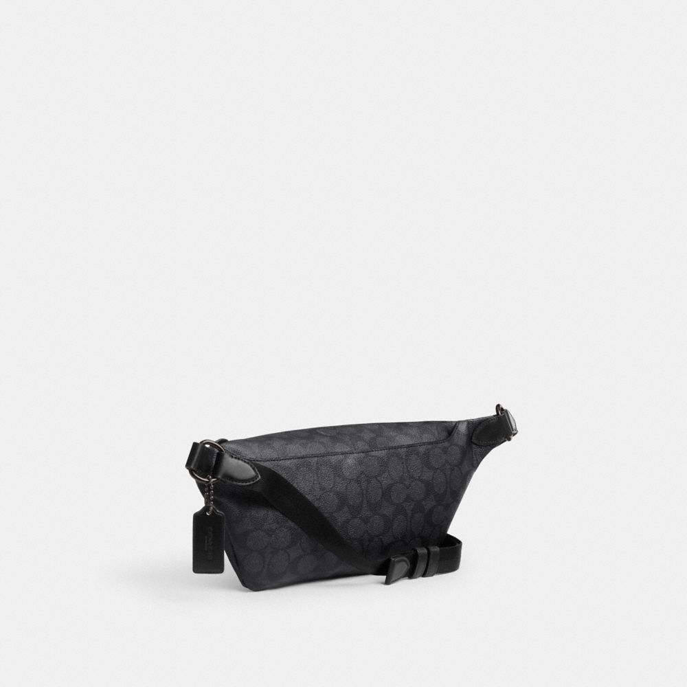 COACH®,LEAGUE BELT BAG IN SIGNATURE CANVAS,Signature Coated Canvas,Charcoal Signature,Angle View