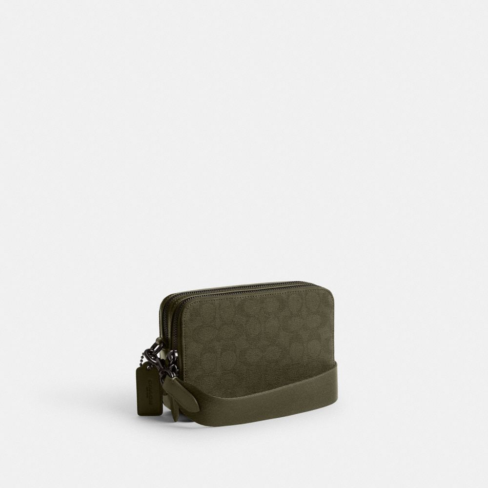 COACH®,Charter Crossbody Bag 19 In Signature Canvas Jacquard,Canvas,Calfskin Leather,Crossbody,Casual,Olive,Angle View