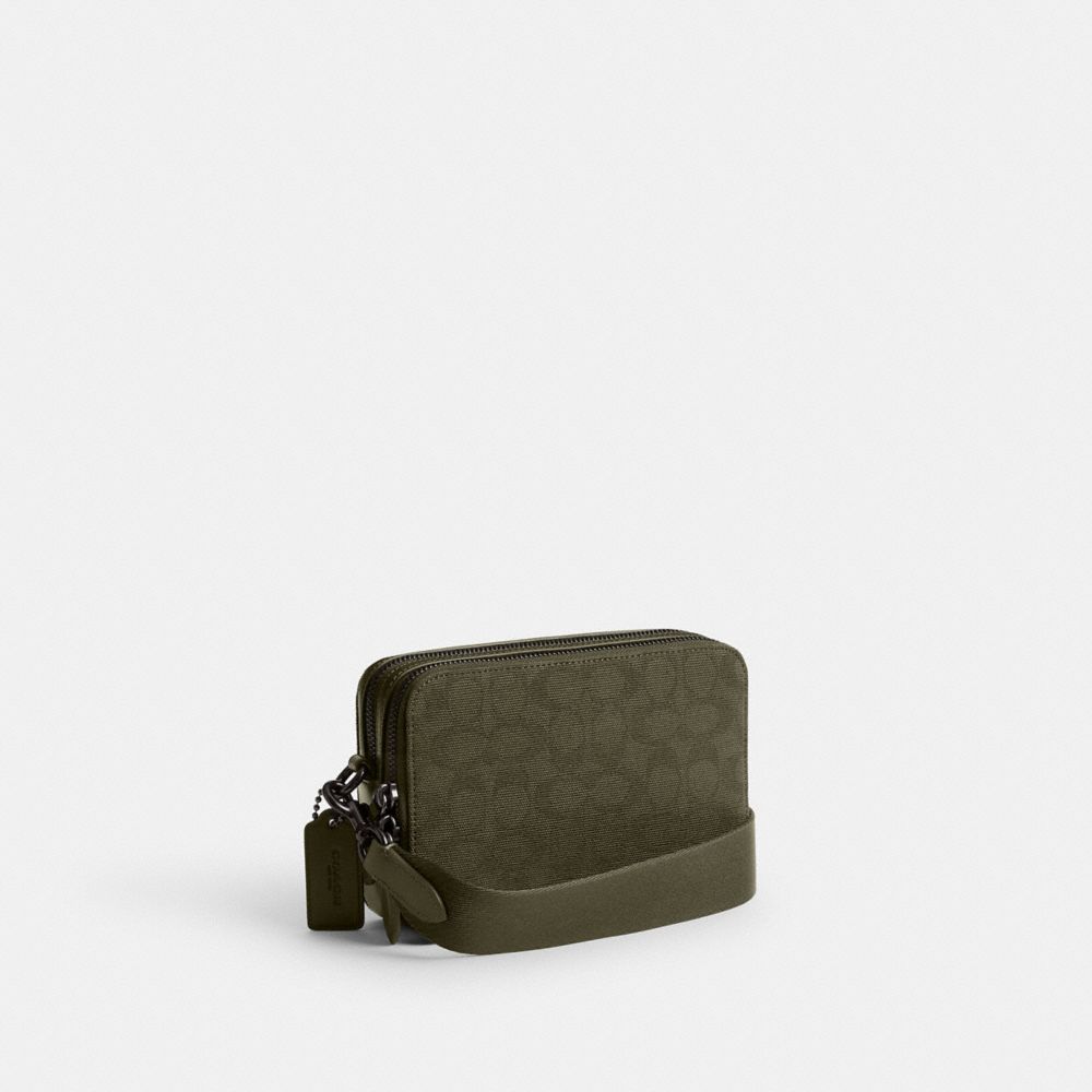 COACH®,CHARTER CROSSBODY 19 IN SIGNATURE CANVAS JACQUARD,Mini,Army Green,Angle View