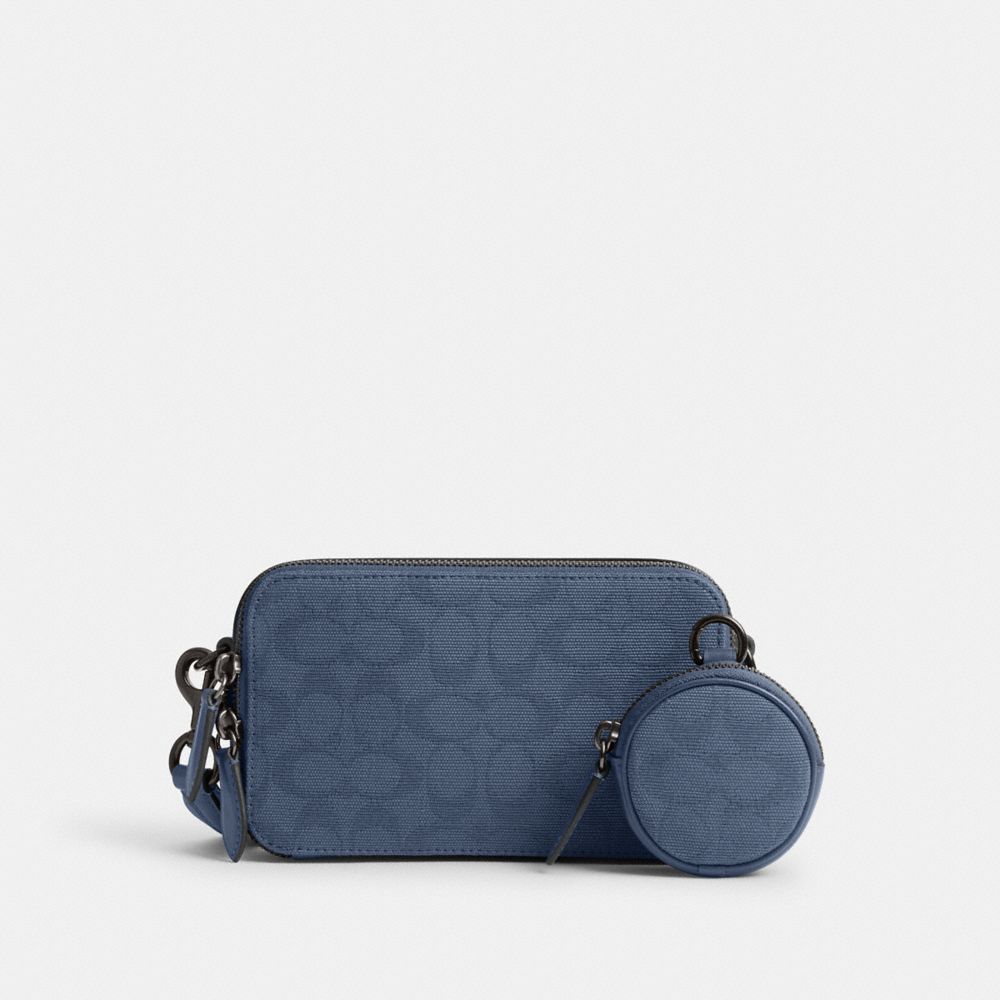 COACH®,CHARTER SLIM CROSSBODY IN SIGNATURE CANVAS JACQUARD,Washed Chambray,Front View