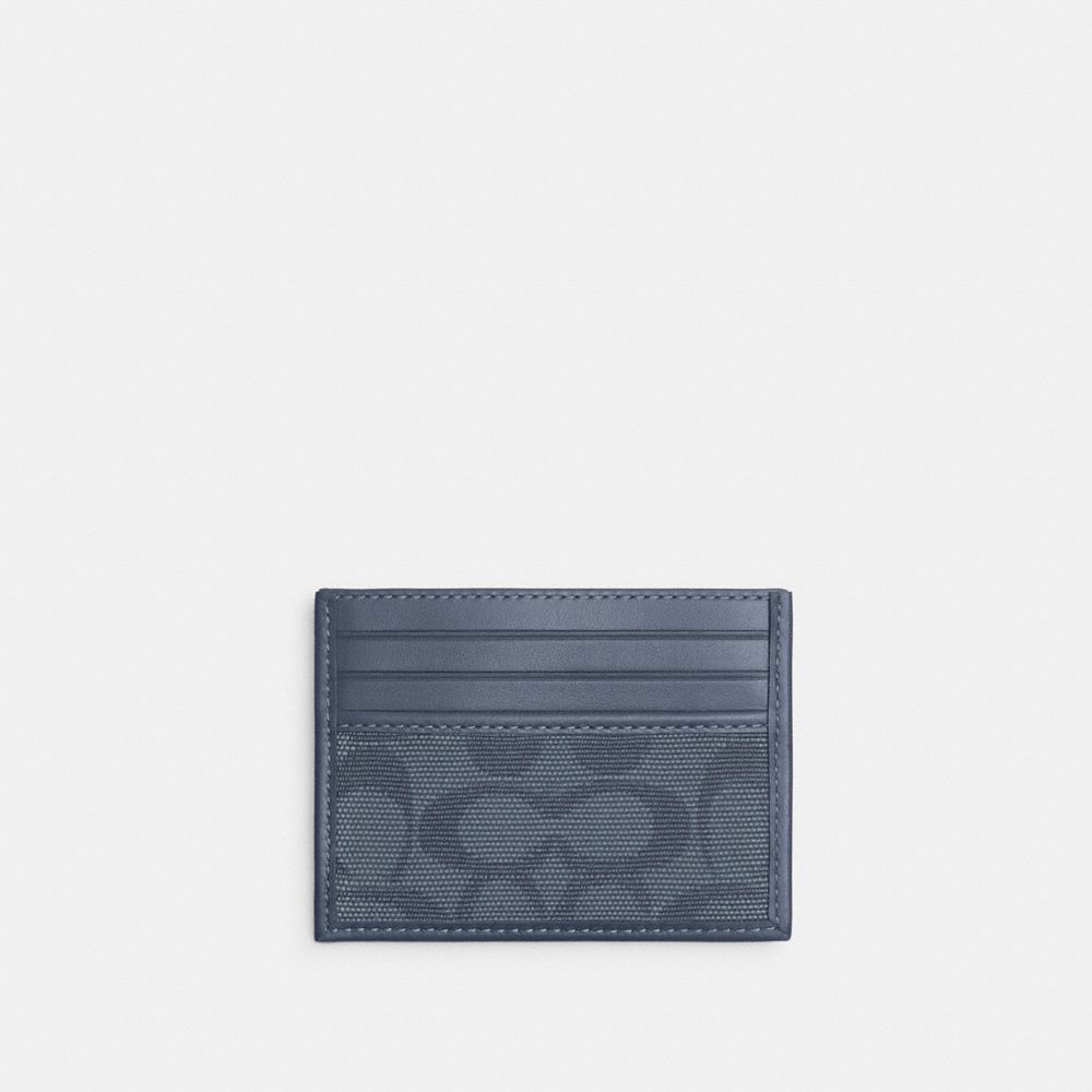 COACH®,REFINED CARD CASE IN SIGNATURE CANVAS JACQUARD,Washed Chambray,Front View