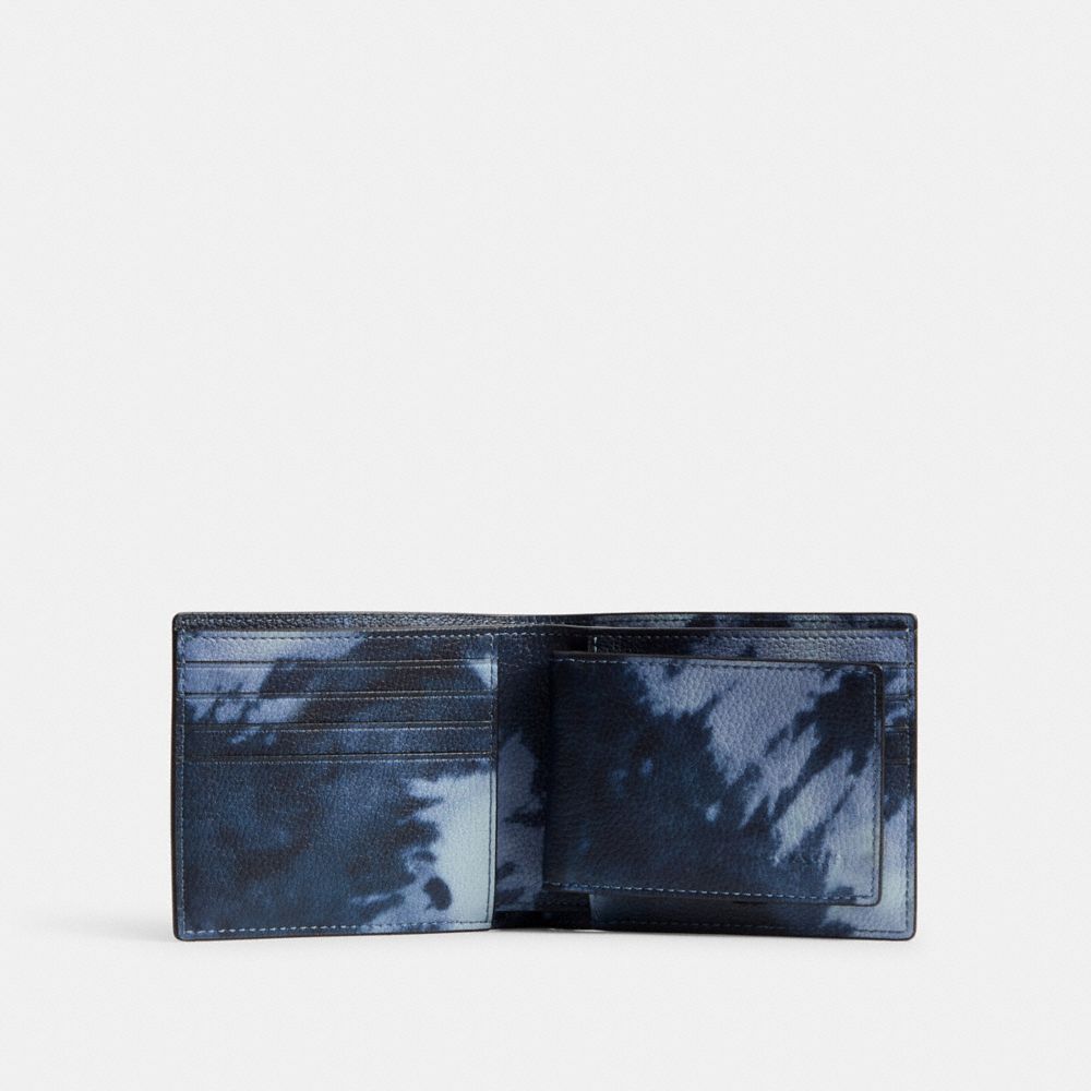 COACH®,3-IN-1 WALLET WITH TIE-DYE PRINT,Midnight Navy Multi,Inside View,Top View
