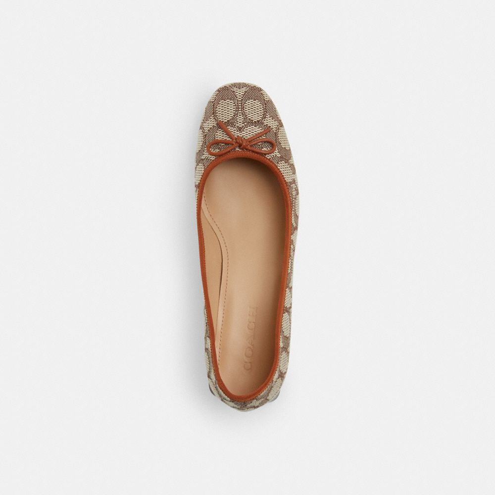COACH®,AVA BALLET PUMP IN SIGNATURE TEXTILE JACQUARD,Cocoa/Burnished Amber,Inside View,Top View
