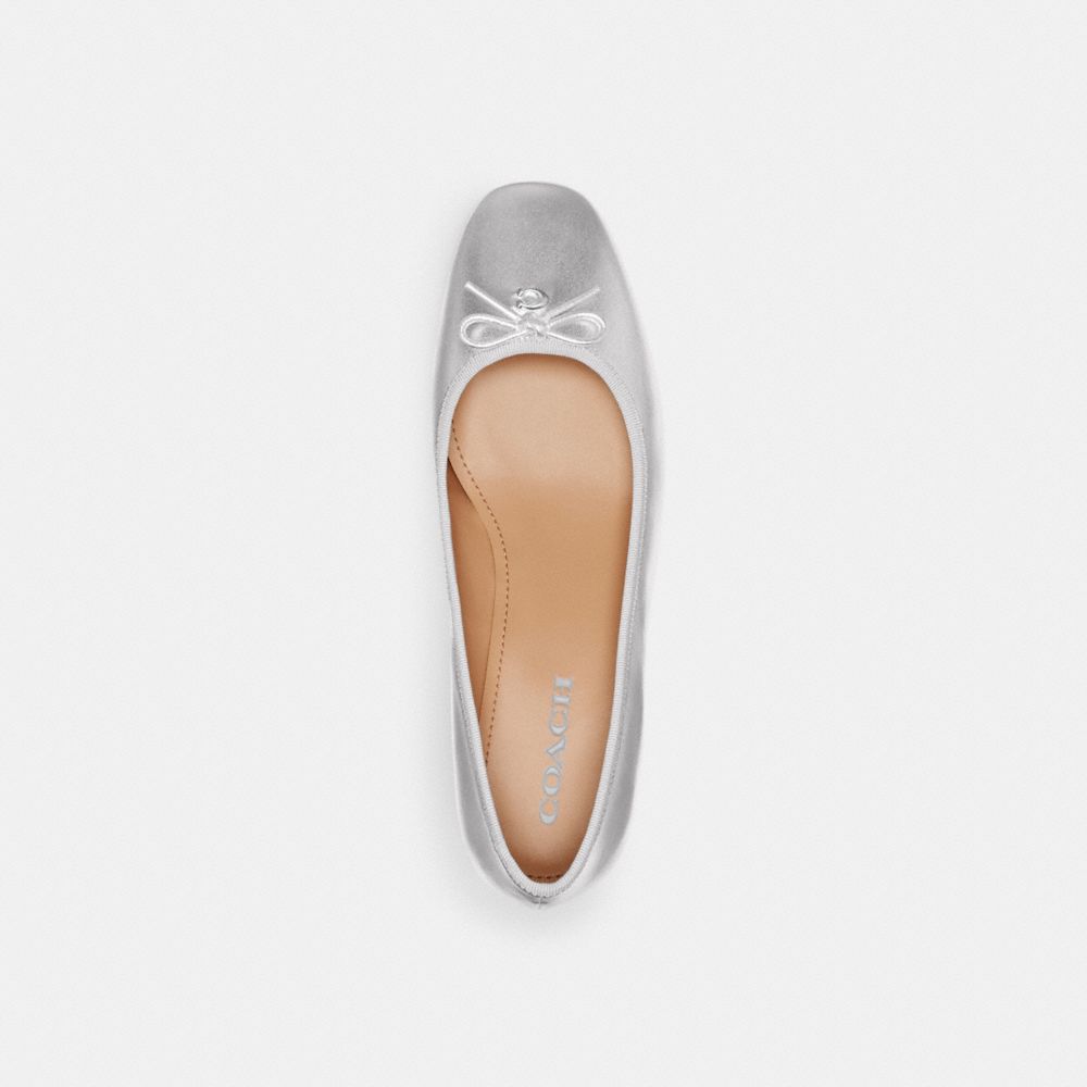COACH®,AVA BALLET PUMP,Metallic Leather,Silver,Inside View,Top View