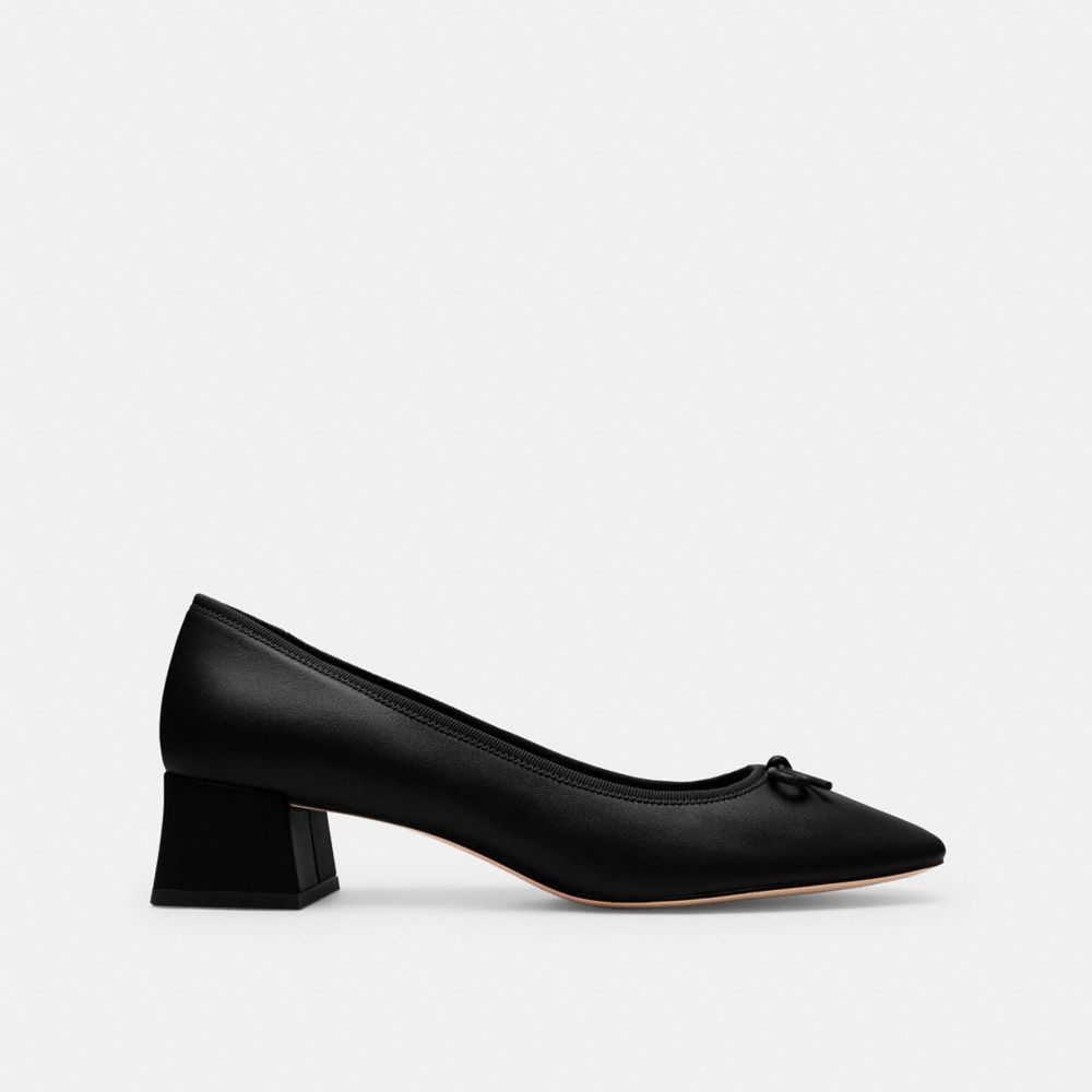 COACH®,AVA BALLET PUMP,Leather,Black,Angle View