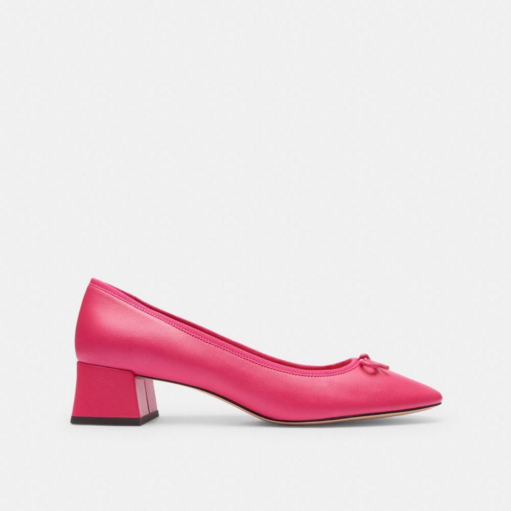 COACH®,AVA BALLET PUMP,Leather,Dragon Fruit,Angle View