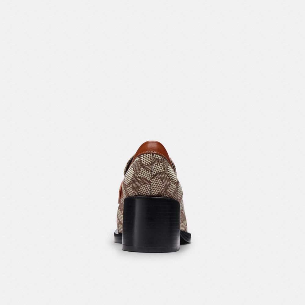 COACH®,Natalie Loafer In Signature Textile Jacquard,Leather,Pumps,Loafer,Color Block,Penny Loafer,Piping,Metal,Sustainable...,Multi Color,Alternate View