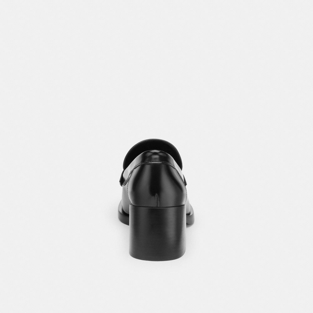 COACH®,Natalie Loafer,Rubber,Pumps,Loafer,Logo,Metal,Penny Loafer,Insulated,Day Party,Black,Alternate View