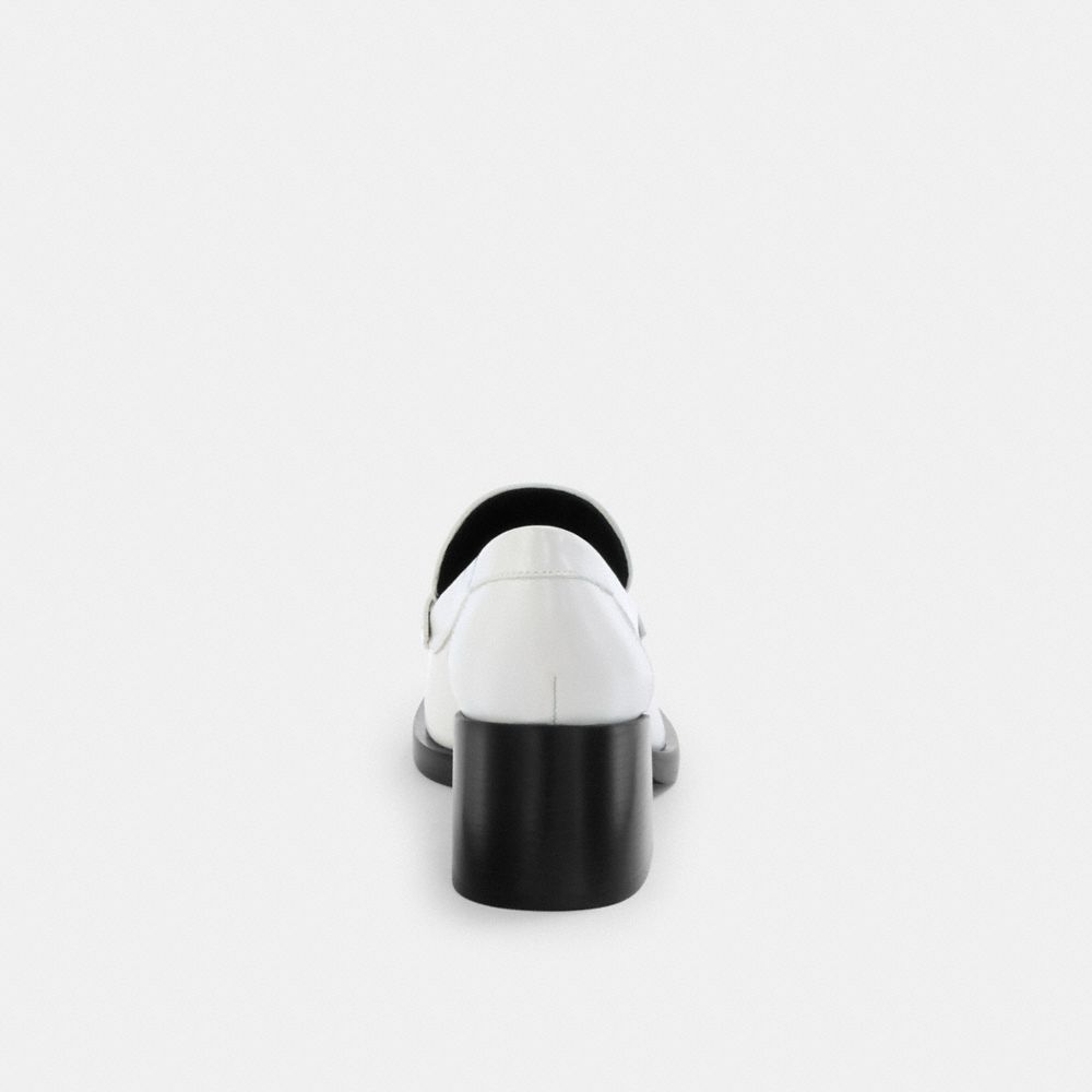 COACH®,Natalie Loafer,Rubber,Pumps,Loafer,Logo,Metal,Penny Loafer,Insulated,Day Party,White,Alternate View