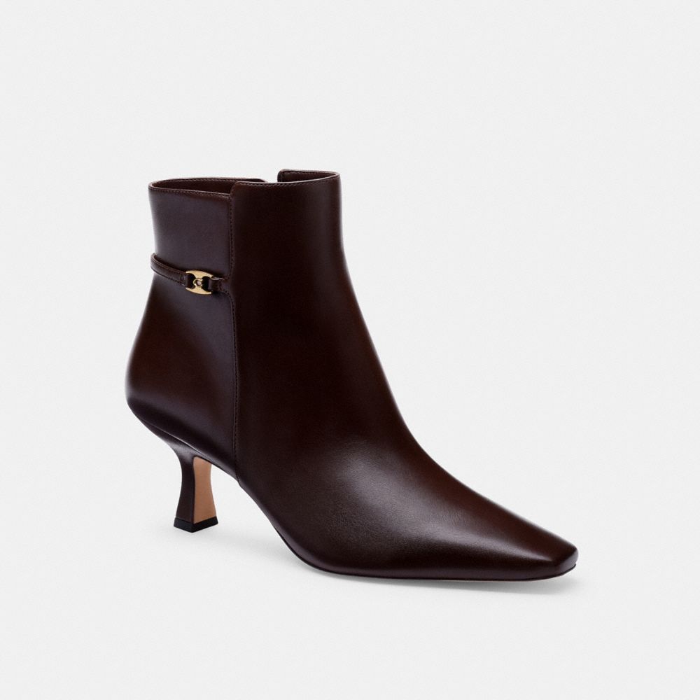 COACH®,Rebecca Bootie,Rubber,Bootie,Metal,Pull Tab,Day Party,Brown,Front View image number 0