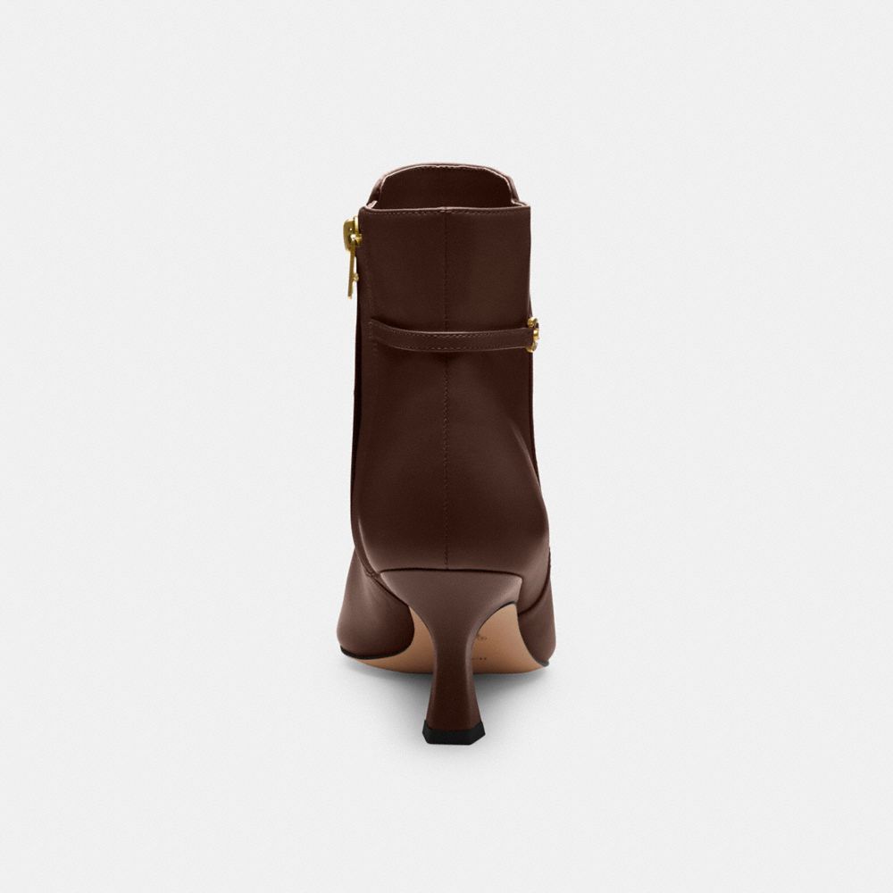 COACH®,Rebecca Bootie,Rubber,Leather,Bootie,Shoe Straps,Metal,Logo,Pull Tab,Day Party,Brown,Alternate View