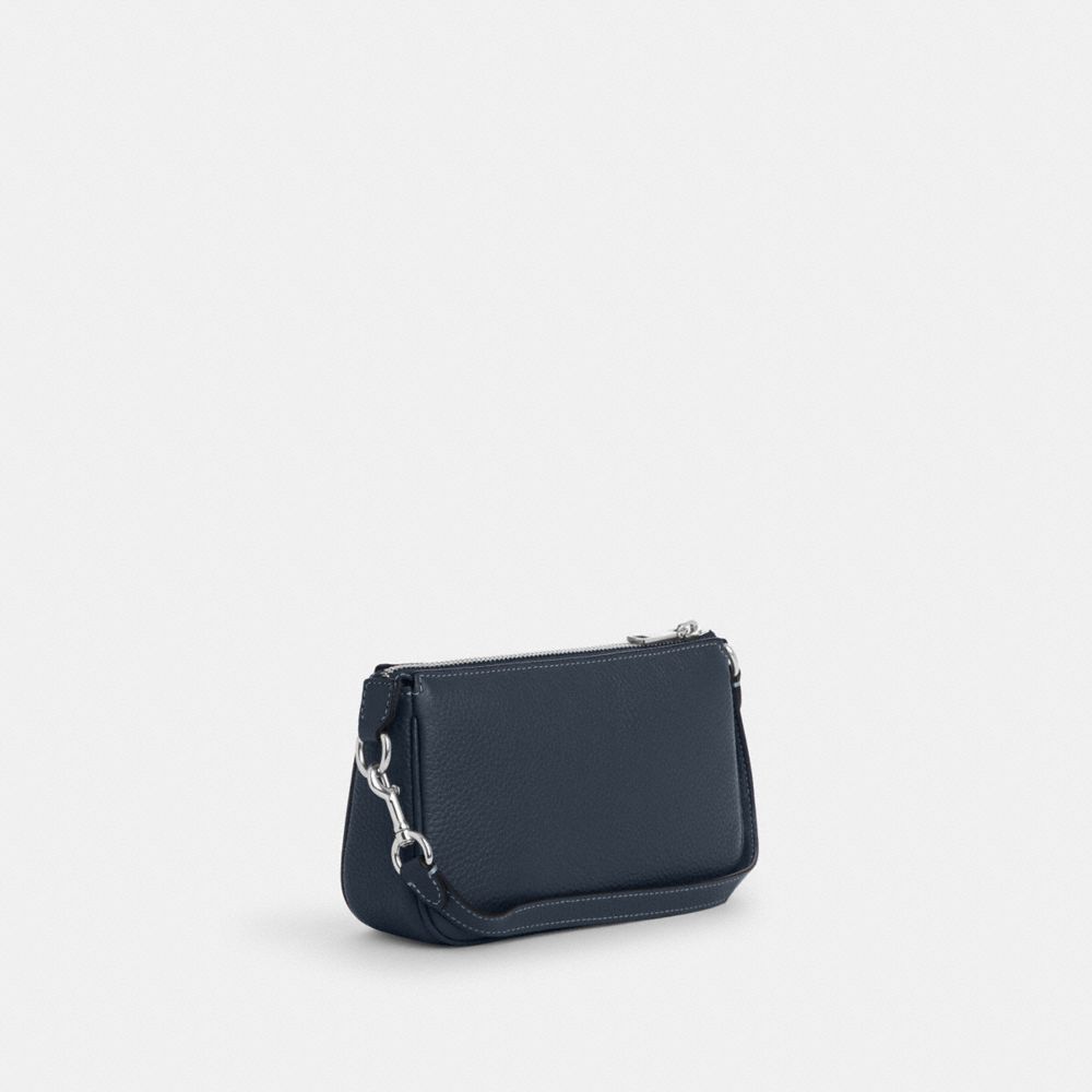 COACH®,Nolita 19 With Coach Graphic,Leather,Shoulder Bag,Casual,Navy,Angle View