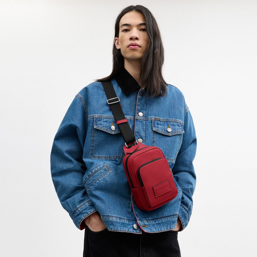 COACH®,Racer Sling Pack,Slingback,Logo,Applique,Casual,Maroon,Detail View