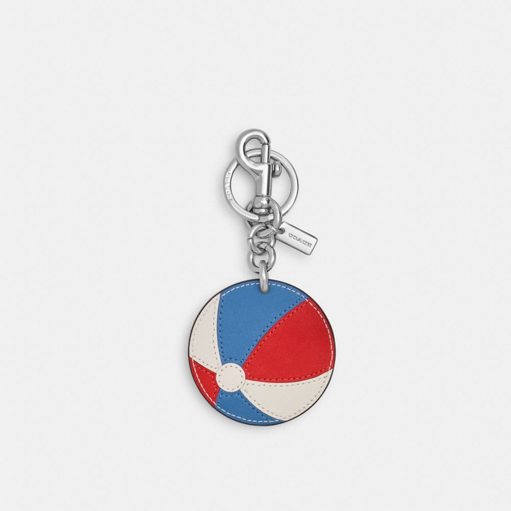 COACH®,BEACHBALL BAG CHARM,Mini,Silver/Blue Multi,Front View