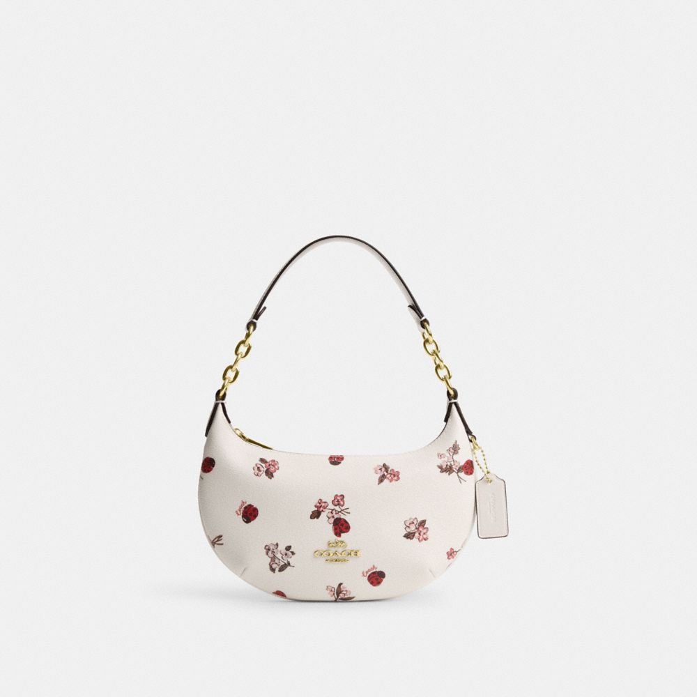 COACH®,MINI PAYTON AVEC IMPRIMÉ FLORAL COCCINELLE,PVC,Or/Craie Multi,Front View