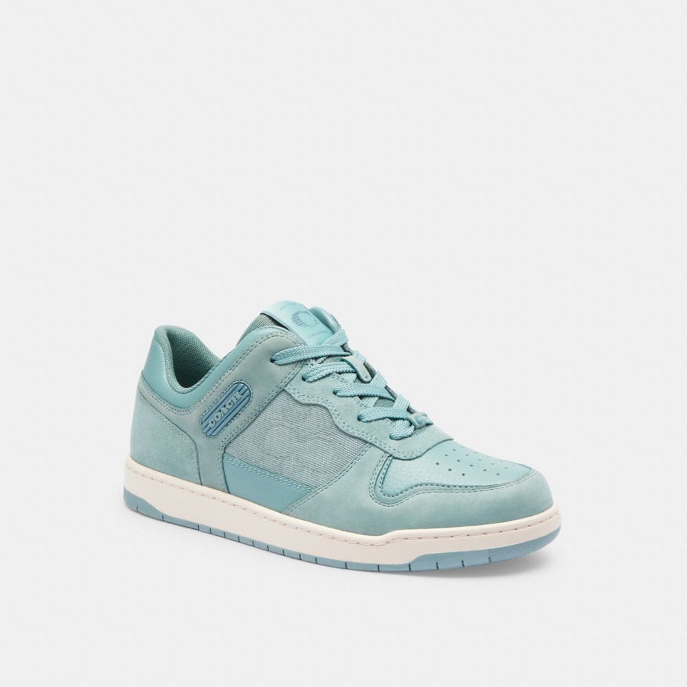 COACH®,C201 LOW TOP SNEAKER IN SIGNATURE CANVAS JACQUARD,Aquamarine,Front View