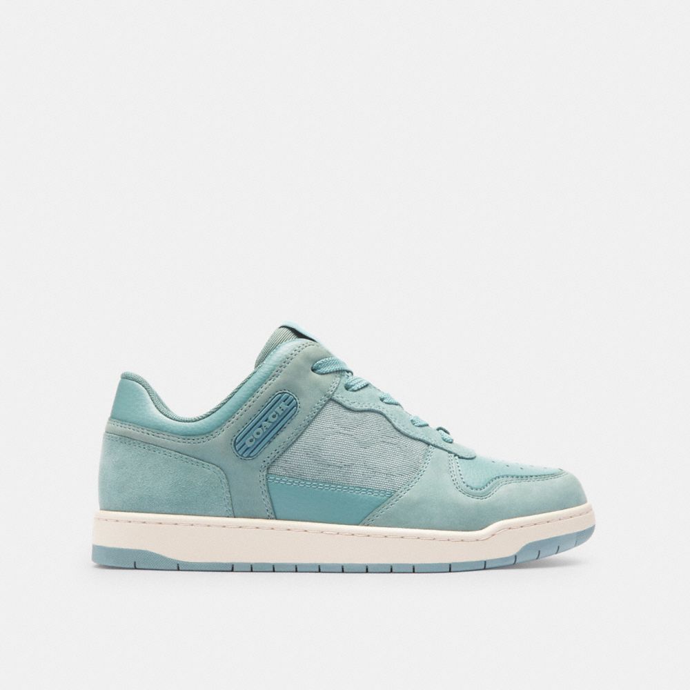 COACH®,C201 LOW TOP SNEAKER IN SIGNATURE CANVAS JACQUARD,Aquamarine,Angle View