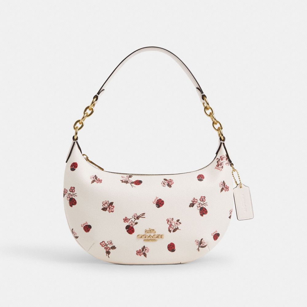 COACH®,HOBO PAYTON AVEC IMPRIMÉ FLORAL COCCINELLE,PVC,Or/Craie Multi,Front View