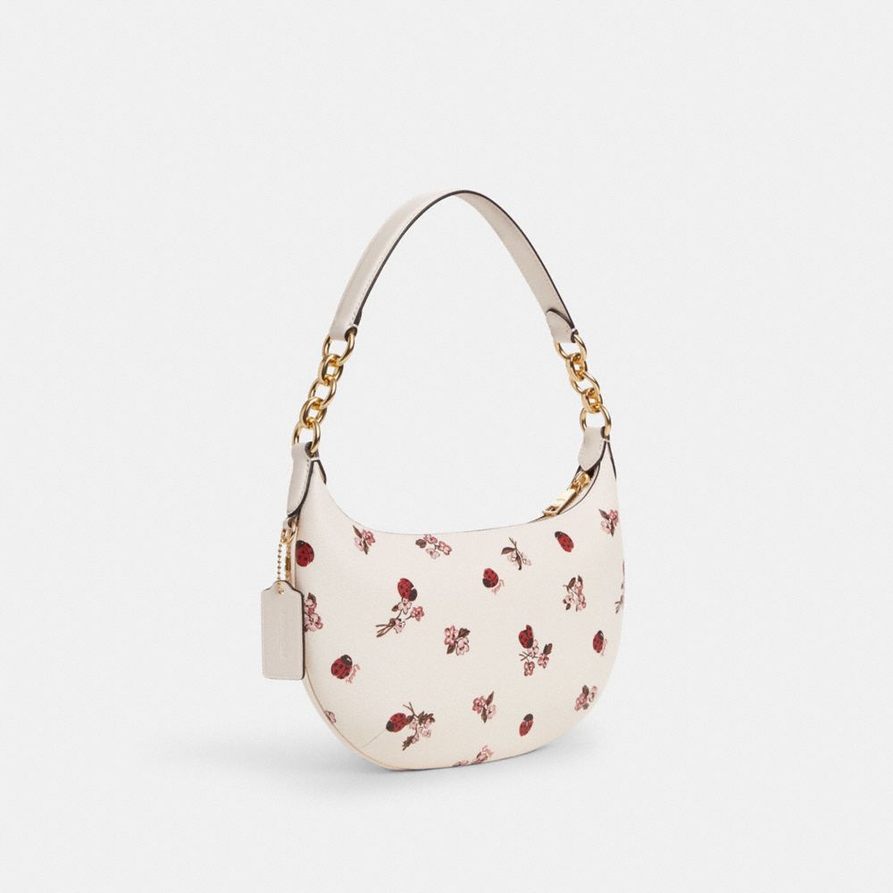 COACH®,PAYTON HOBO BAG WITH LADYBUG FLORAL PRINT,Novelty Print,Mini,Gold/Chalk Multi,Angle View