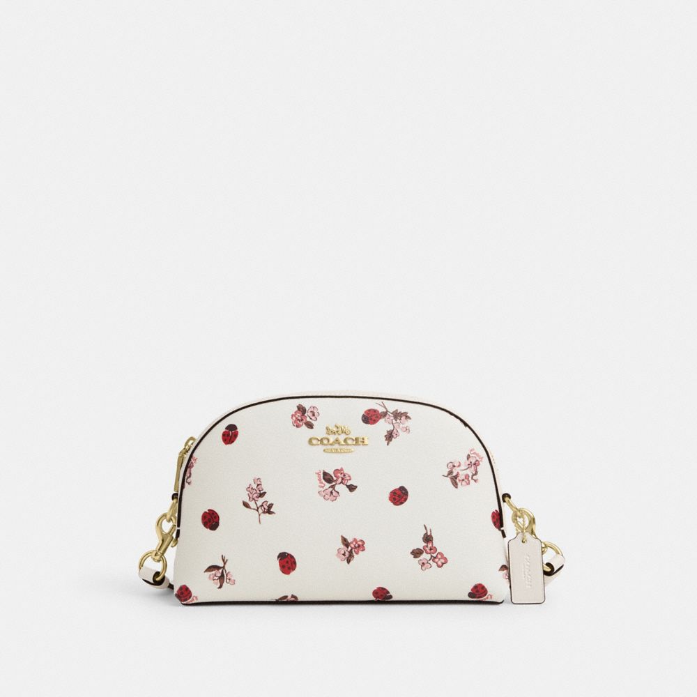 COACH®,SAC PORTÉ-CROISÉ MADI AVEC IMPRIMÉ FLORAL COCCINELLE,PVC,Or/Craie Multi,Front View