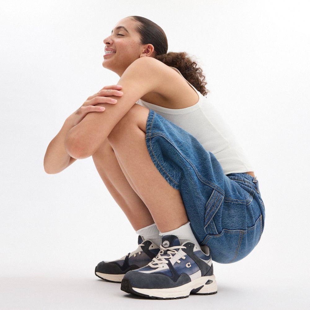 COACH®,C301 Sneaker With Tie Dye,Canvas,Suede,Leather,EVA,Lining Fabric,Rubber,Activewear,Mixed Media,Color Block,Traction...,Multi Color,Detail View