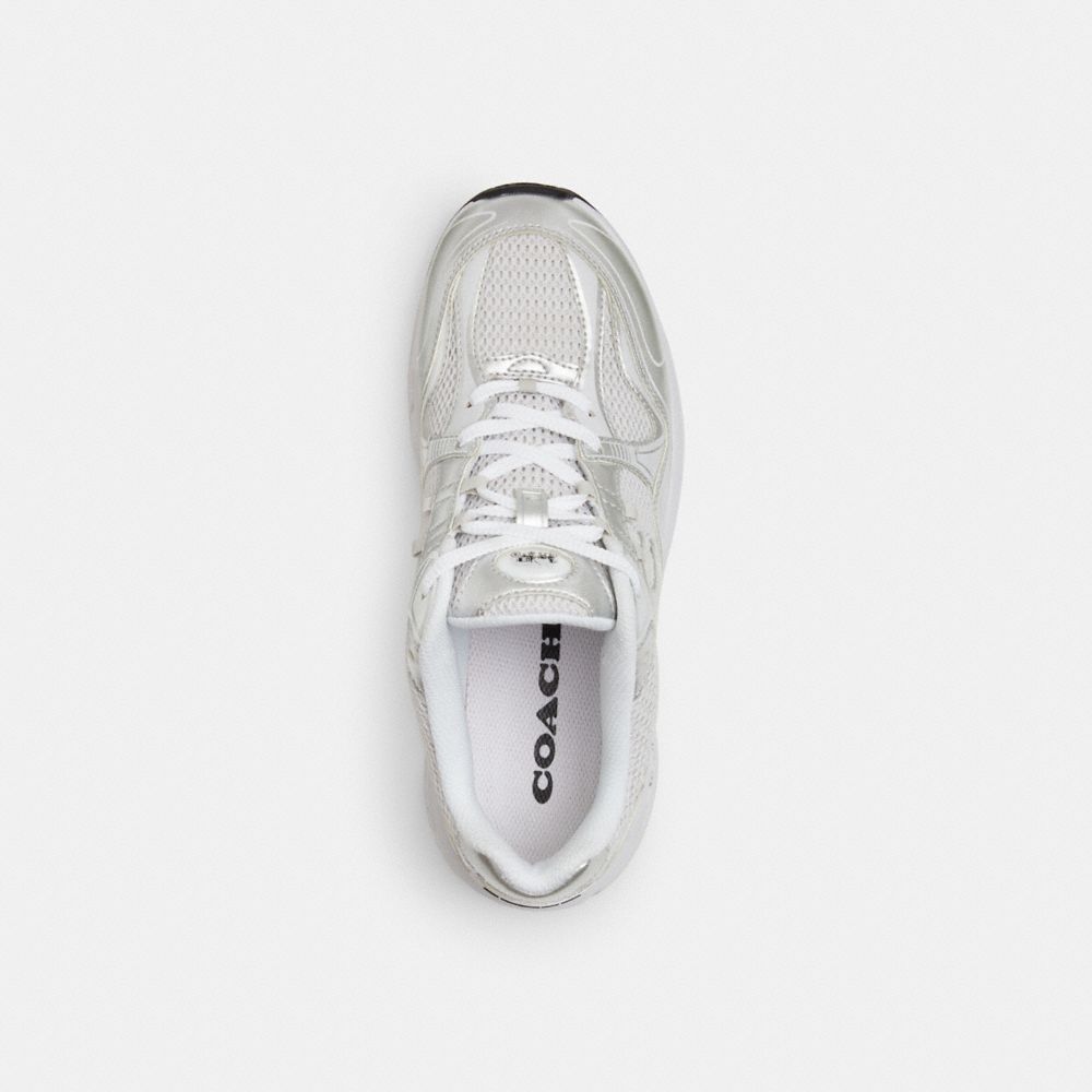 COACH®,C301 SNEAKER,Metallic Leather,Optic White,Inside View,Top View
