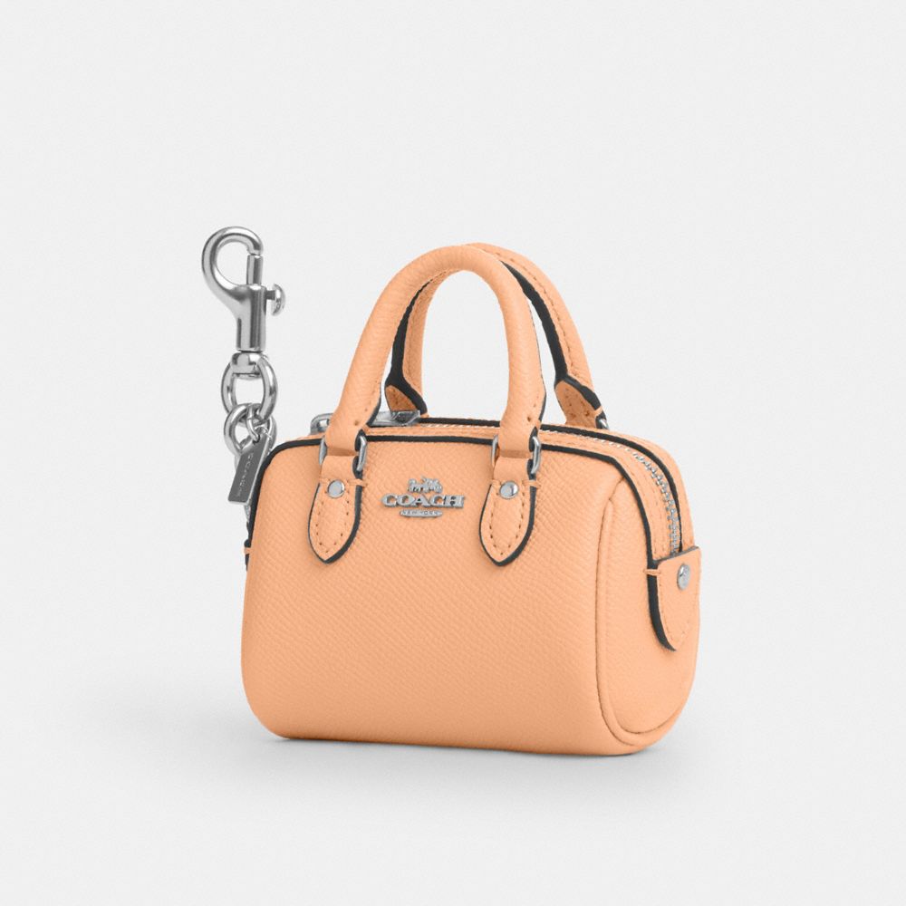 COACH®,MINI BRELOQUE POUR SAC SATCHEL ROWAN,Sv/Rose Fard délavé,Front View