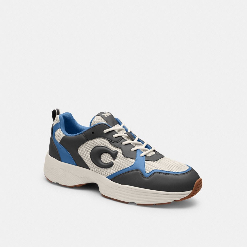 COACH®,STRIDER SNEAKER,Sky Blue Leather,Front View