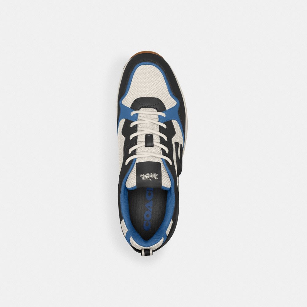 COACH®,Strider Sneaker,Rubber,Mesh,Leather,Activewear,Fabric,Perforated,Mixed Media,Pull Tab,Activewear,Multi Color,Inside View,Top View