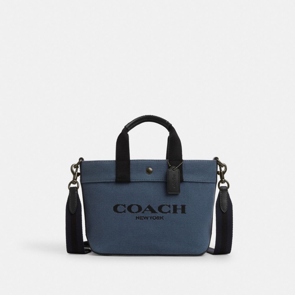 COACH®,TOTE 20 IN COLORBLOCK,Medium,Gunmetal/Denim/Midnight Navy,Front View