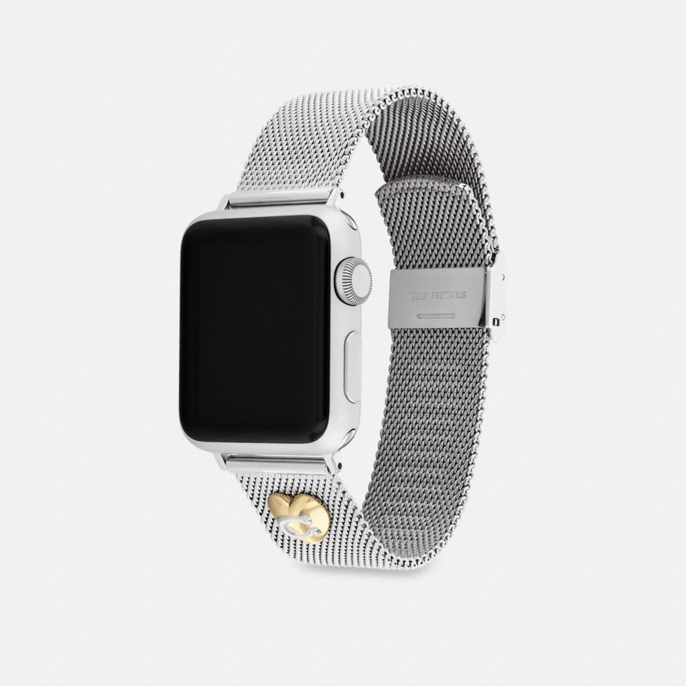 COACH®,APPLE WATCH® STRAP, 38MM, 40MM AND 41MM,Stainless Steel,Stainless Steel,Angle View