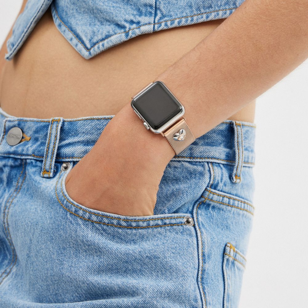 Coach Apple Watch® Strap, 38mm, 40mm And 41mm In Rose Gold