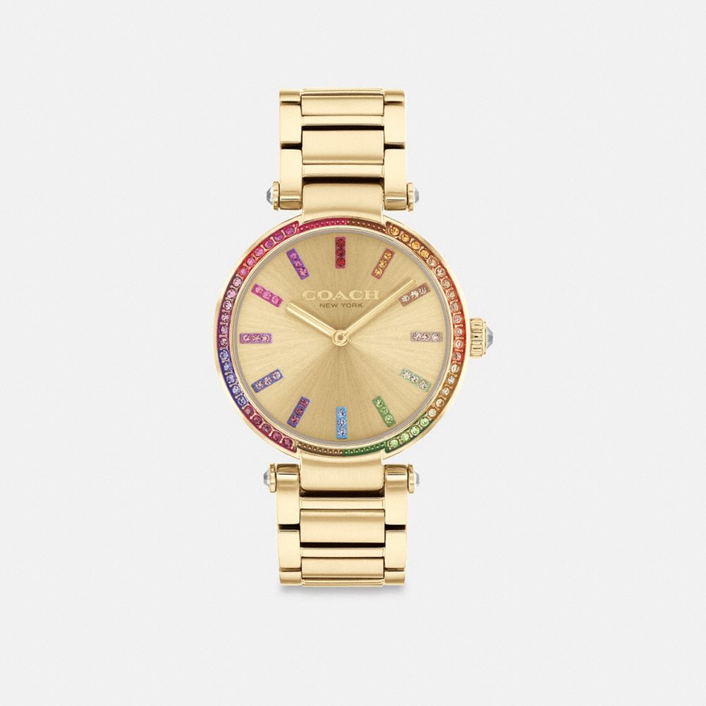 COACH®,CARY WATCH, 34MM,Gold,Front View