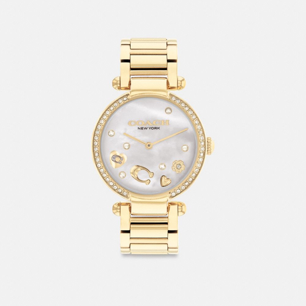 COACH®,CARY WATCH, 34MM,Gold,Front View