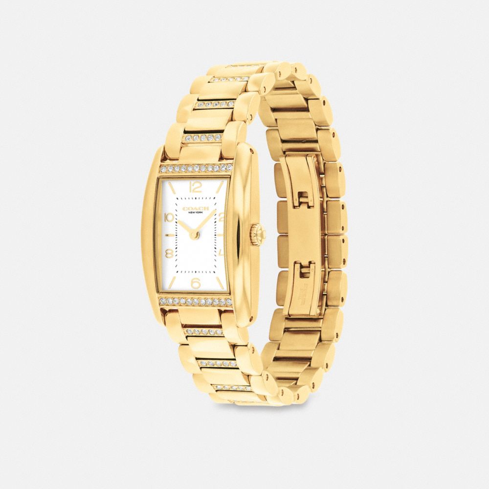 COACH®,REESE WATCH, 35MM X 24MM,Gold,Angle View