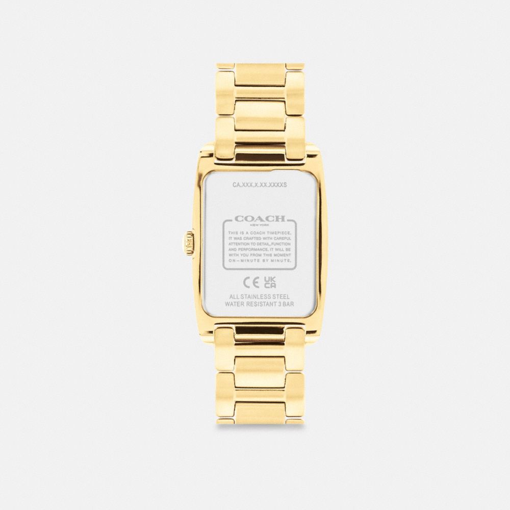 COACH®,REESE WATCH, 35MM X 24MM,Gold,Back View