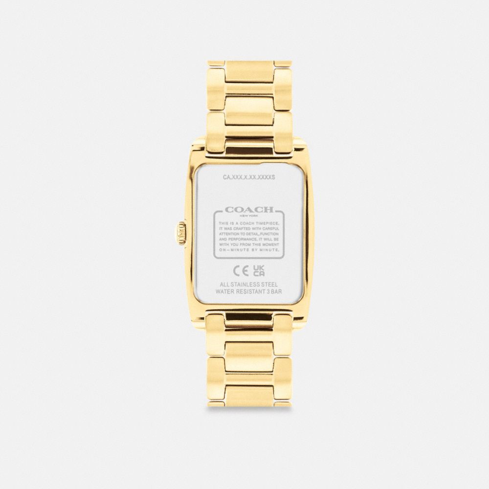 COACH®,REESE WATCH, 35MM X 24MM,Gold,Back View