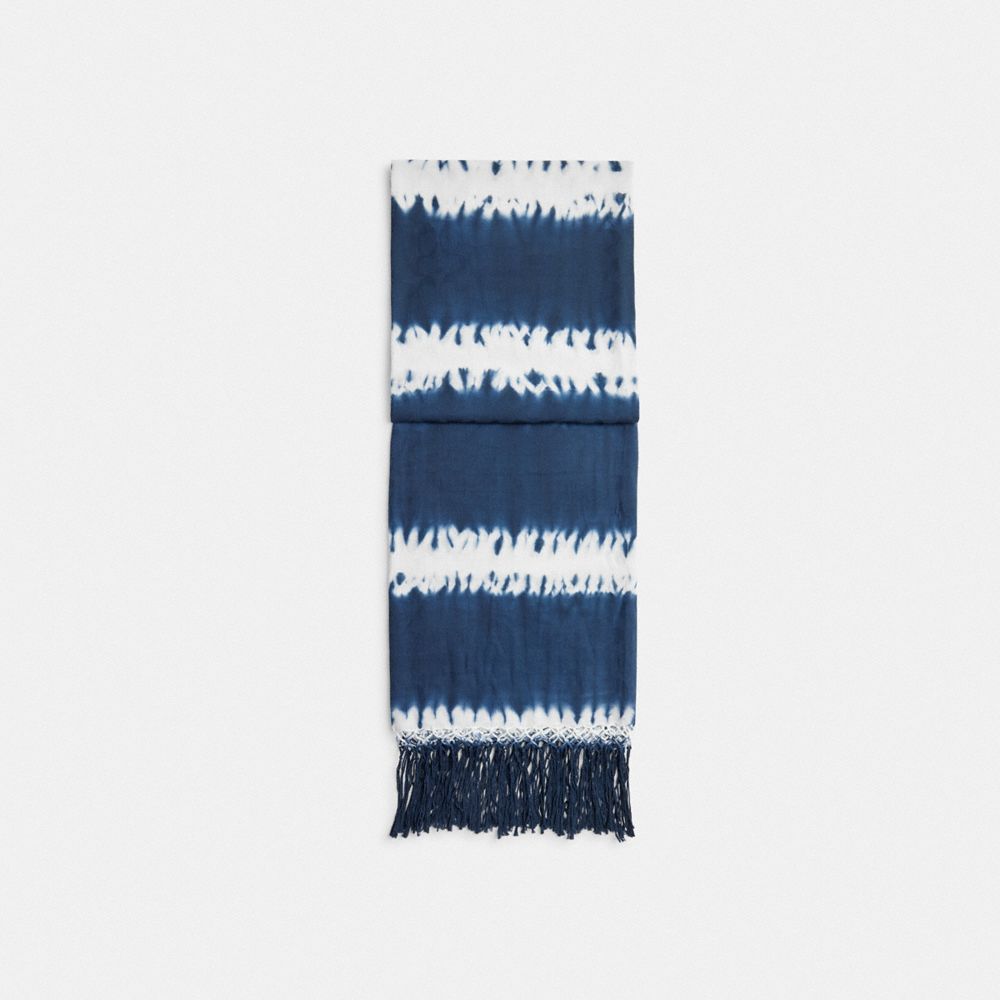 COACH®,SIGNATURE TIE DYE PRINT PAREO,Denim,Front View