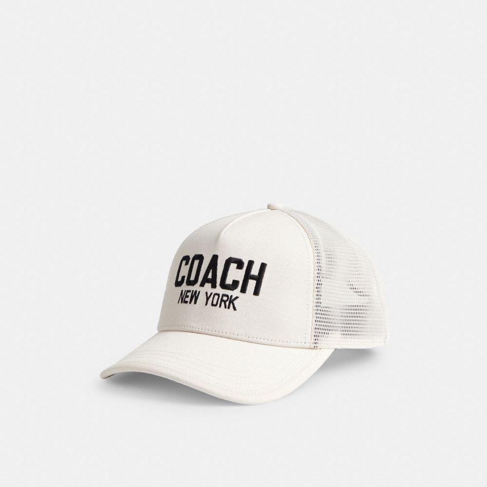 COACH®,TRUCKER HAT,cotton,Chalk,Front View