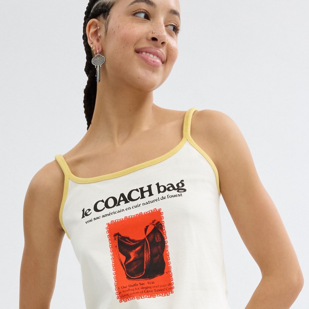 COACH®,90'S グラフィック キャミ トップ・オーガニック コットン,トップス＆Tシャツ,ﾎﾜｲﾄ ﾏﾙﾁ