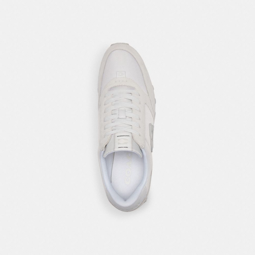 COACH®,Runner Sneaker,Lining Fabric,Leather,Nylon,Suede,Activewear,Fabric,Mixed Media,Logo,Running,White,Inside View,Top View