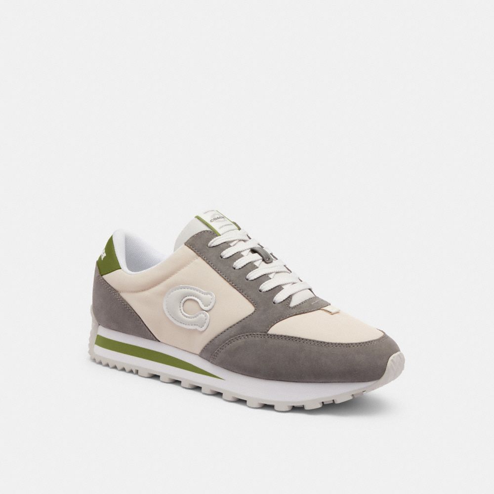 COACH®,RUNNER SNEAKER,Dark Lime/Chalk,Front View