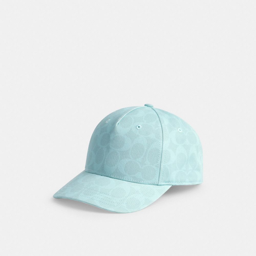 COACH®,CASQUETTE DE BASEBALL SIGNATURE BLANCHIE AU SOLEIL,Jacquard,Turquoise,Front View