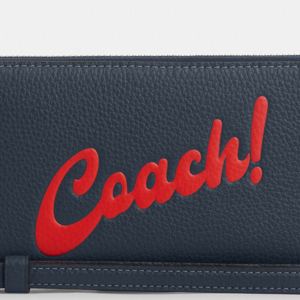 COACH®,LONG ZIP AROUND WALLET WITH COACH GRAPHIC,Mini,Silver/Denim